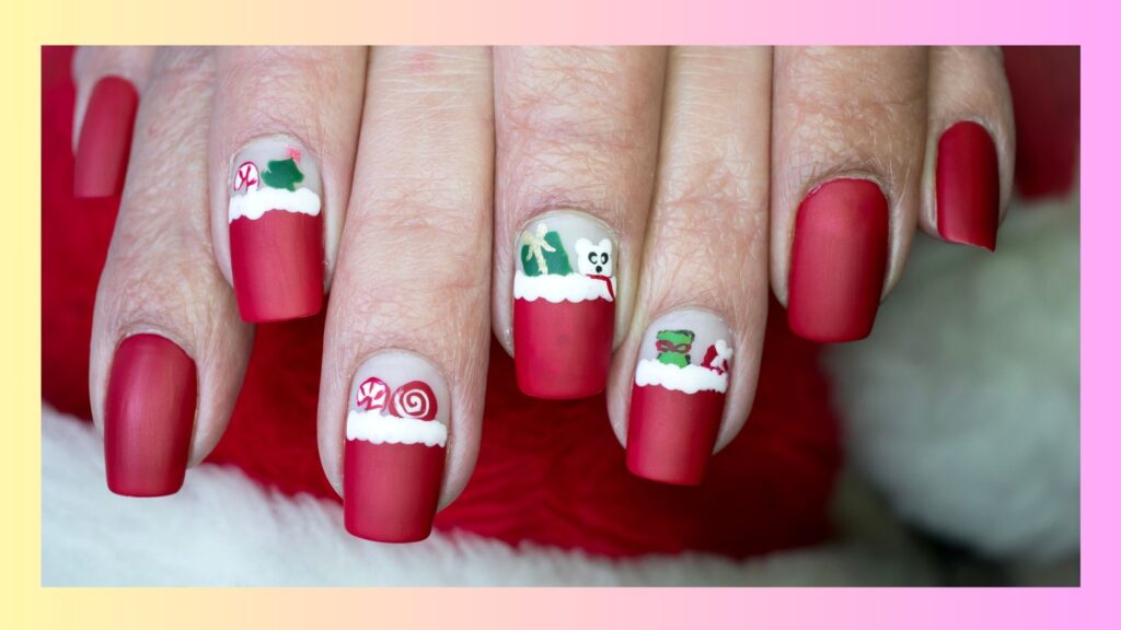Santa and Reindeer Themes christmas nail art